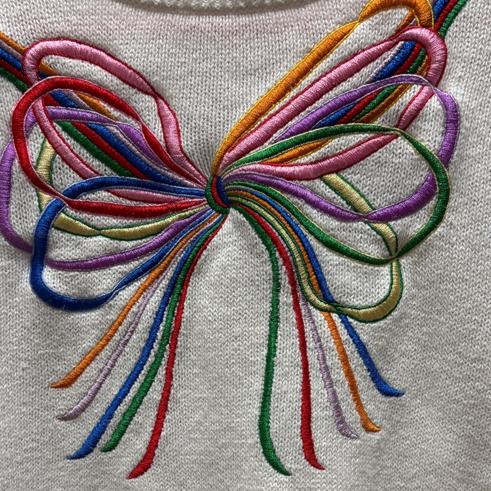 CLOSET CLEAN OUT - Vintage Rainbow Bow Women's Sweater - Picture 4 of 4